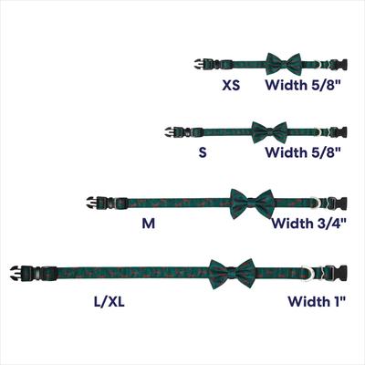 Show full view: Frisco Christmas Bows Print Dog Collar with Removable Bow, XS: 8 to 12-in neck, 5/8-in wide slide 5 of 10