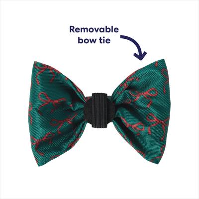 Show full view: Frisco Christmas Bows Print Dog Collar with Removable Bow, L/XL: 18 to 26-in neck, 1-in wide slide 2 of 10