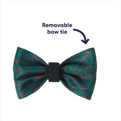 Show full view: Frisco Christmas Bows Print Dog Collar with Removable Bow, S: 10 to 14-in neck, 5/8-in wide slide 3 of 11