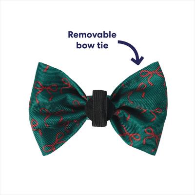 Show full view: Frisco Christmas Bows Print Dog Collar with Removable Bow, M: 14 to 20-in neck, 3/4-in wide slide 2 of 10