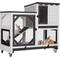 Show in main carousel: Aivituvin AIR7013-BW Premium 2-Story Wooden Indoor & Outdoor Rabbit Hutch with Casters & Pull-Out Tray, White, 39.3-L slide 1 of 5