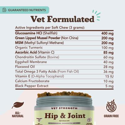 Show full view: Natural Dog Company Vet Strength Turkey Soft Chew Hip & Joint Supplement, 90 count slide 6 of 8