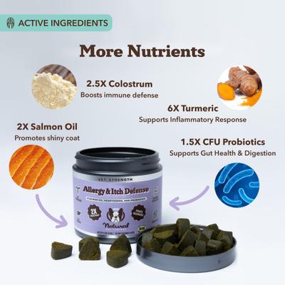 Show full view: Natural Dog Company Vet Strength Turkey Soft Chew Allergy & Itch Defense Supplement, 90 count slide 3 of 8