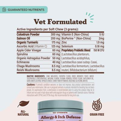 Show full view: Natural Dog Company Vet Strength Turkey Soft Chew Allergy & Itch Defense Supplement, 90 count slide 6 of 8