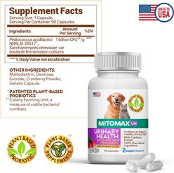 MitoMax UH Urinary Health Probiotics Capsule Supplement for Dogs & Cats, 90 count slide 2 of 4