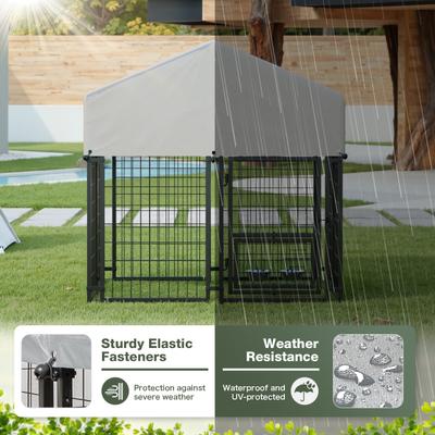 Show full view: WARCAT Outdoor UV-Resistant & Waterproof Roof Covering Wire Dog Cage, Black, Small slide 4 of 7