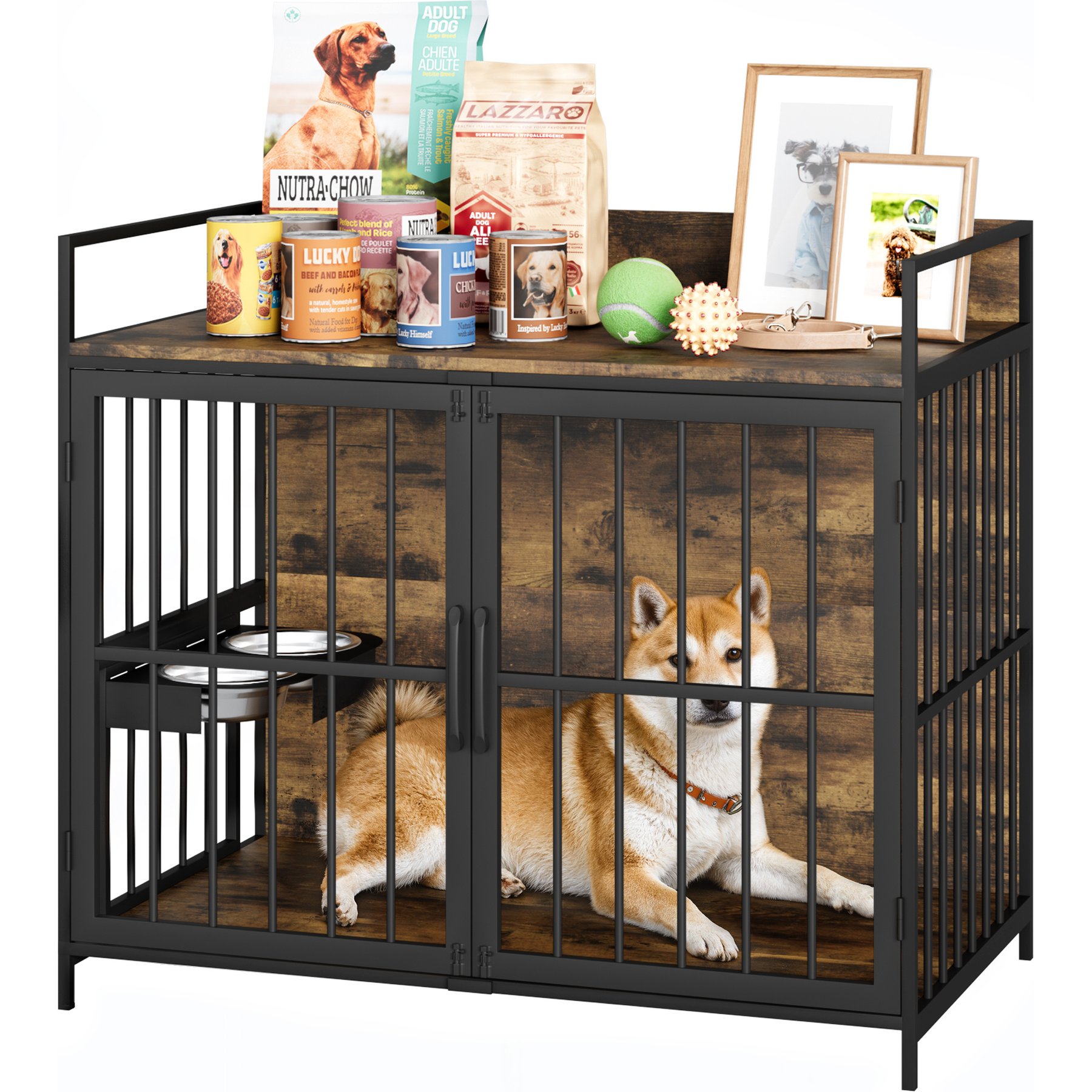 WARCAT Heavy Duty Indoor Single Front Door Fruniture Style Dog Crate, Brown, Medium