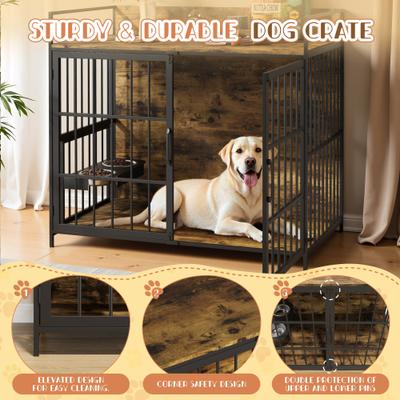 Show full view: WARCAT Heavy Duty Indoor Single Front Door Fruniture Style Dog Crate, Brown, Large slide 3 of 8
