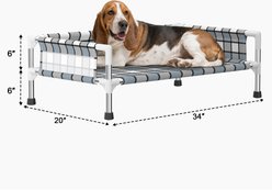 Caghash Raised Elevated Outdoor & Indoor Dog Bed with Guardrail, Blue/White/Grey, Medium: 34 x 26 x 10-in slide 2 of 7