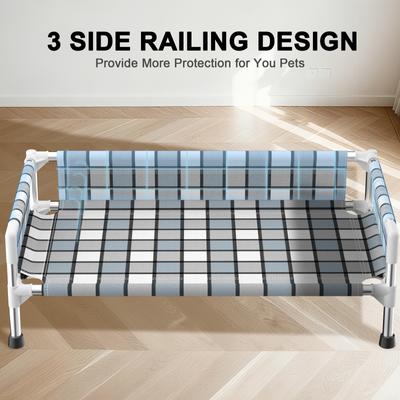 Show full view: Caghash Raised Elevated Outdoor & Indoor Dog Bed with Guardrail, Blue/White/Grey, Medium: 34 x 26 x 10-in slide 2 of 7