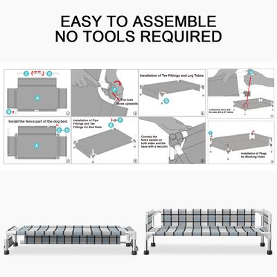 Show full view: Caghash Raised Elevated Outdoor & Indoor Dog Bed with Guardrail, Blue/White/Grey, Medium: 34 x 26 x 10-in slide 4 of 7