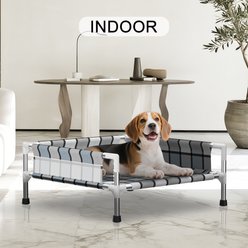 Caghash Raised Elevated Outdoor & Indoor Dog Bed with Guardrail, Blue/White/Grey, Small: 20 x 20 x 10-in slide 2 of 7