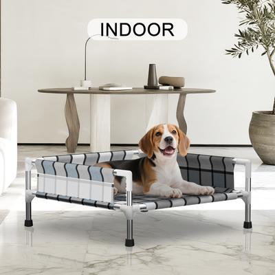 Show full view: Caghash Raised Elevated Outdoor & Indoor Dog Bed with Guardrail, Blue/White/Grey, Small: 20 x 20 x 10-in slide 6 of 7