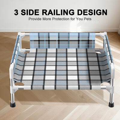 Show full view: Caghash Raised Elevated Outdoor & Indoor Dog Bed with Guardrail, Blue/White/Grey, Small: 20 x 20 x 10-in slide 2 of 7