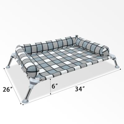 Show full view: Caghash Raised Elevated Anti-Slip Foot Outdoor & Indoor Dog & Cat Bed with Pillows, Blue/White/Grey, Medium slide 6 of 8