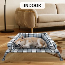 Caghash Raised Elevated Anti-Slip Foot Outdoor & Indoor Dog & Cat Bed with Pillows, Blue/White/Grey, Small slide 2 of 7