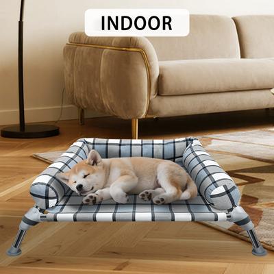 Show full view: Caghash Raised Elevated Anti-Slip Foot Outdoor & Indoor Dog & Cat Bed with Pillows, Blue/White/Grey, Small slide 8 of 8