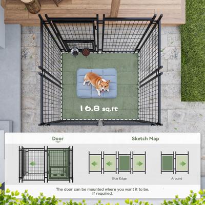 Show full view: WARCAT Outdoor UV-Resistant & Waterproof Roof Covering Wire Dog Cage, Black, Small slide 6 of 7