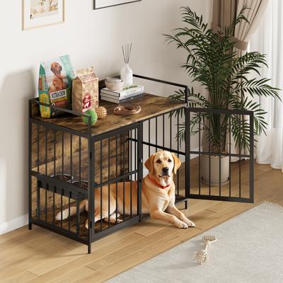 Show full view: WARCAT Heavy Duty Indoor Single Front Door Fruniture Style Dog Crate, Brown, Medium slide 8 of 9