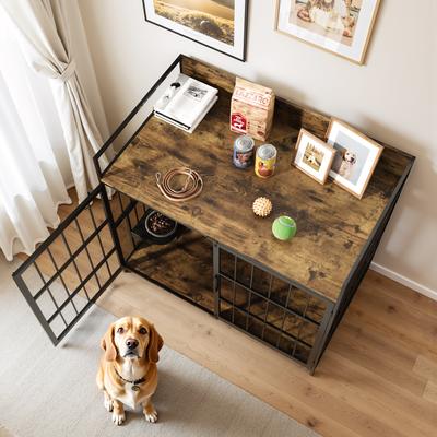 Show full view: WARCAT Heavy Duty Indoor Single Front Door Fruniture Style Dog Crate, Brown, Large slide 6 of 8