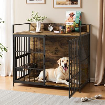 Show full view: WARCAT Heavy Duty Indoor Single Front Door Fruniture Style Dog Crate, Brown, Large slide 7 of 8