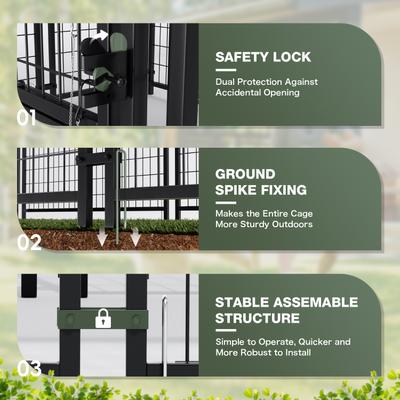 Show full view: WARCAT Outdoor UV-Resistant & Waterproof Roof Covering Wire Dog Cage, Black, Small slide 5 of 7