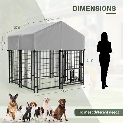 Show full view: WARCAT Outdoor UV-Resistant & Waterproof Roof Covering Wire Dog Cage, Black, Small slide 7 of 7