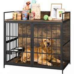 WARCAT Heavy Duty Indoor Single Front Door Fruniture Style Dog Crate, Brown, Large