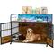 Show in main carousel: WARCAT Wooden Furniture Style Dog Crate with Dual Desktops, Rounded Side Armrests & Multi-Color LED Lights, Brown, Large slide 1 of 9