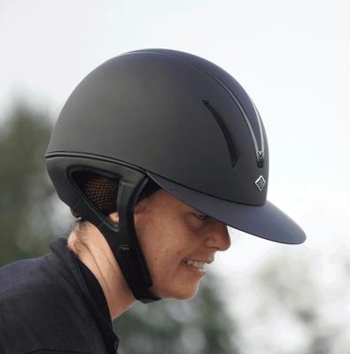 Show full view: IRH F1 Wide Brim Horse Riding Helmet, Matte Black/Gloss Black Frame, Large: 7 1/8 to 7 1/4 -in slide 2 of 6
