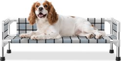 Caghash Raised Elevated Outdoor & Indoor Dog Bed with Guardrail, Blue/White/Grey, Medium: 34 x 26 x 10-in