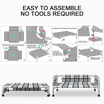 Show full view: Caghash Raised Elevated Outdoor & Indoor Dog Bed with Guardrail, Blue/White/Grey, Small: 20 x 20 x 10-in slide 4 of 7