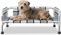 Caghash Raised Elevated Outdoor & Indoor Dog Bed with Guardrail, Blue/White/Grey, Small: 20 x 20 x 10-in slide 1 of 7