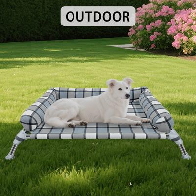 Show full view: Caghash Raised Elevated Anti-Slip Foot Outdoor & Indoor Dog & Cat Bed with Pillows, Blue/White/Grey, Medium slide 7 of 8