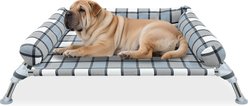 Caghash Raised Elevated Anti-Slip Foot Outdoor & Indoor Dog & Cat Bed with Pillows, Blue/White/Grey, Medium