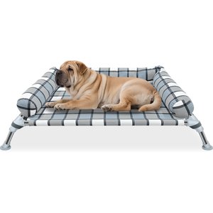 Caghash Raised Elevated Anti-Slip Foot Outdoor & Indoor Dog & Cat Bed with Pillows, Blue/White/Grey, Medium