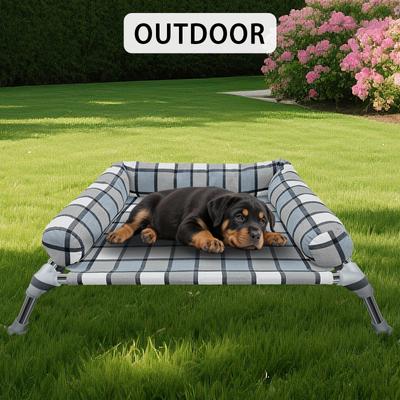 Show full view: Caghash Raised Elevated Anti-Slip Foot Outdoor & Indoor Dog & Cat Bed with Pillows, Blue/White/Grey, Small slide 7 of 8