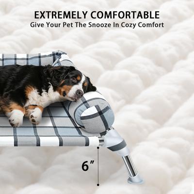 Show full view: Caghash Raised Elevated Anti-Slip Foot Outdoor & Indoor Dog & Cat Bed with Pillows, Blue/White/Grey, Medium slide 3 of 8