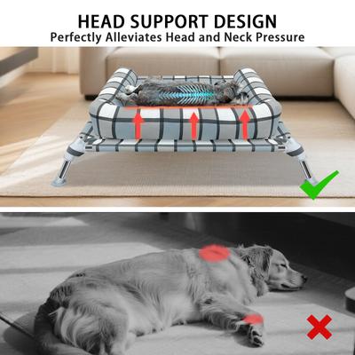 Show full view: Caghash Raised Elevated Anti-Slip Foot Outdoor & Indoor Dog & Cat Bed with Pillows, Blue/White/Grey, Small slide 4 of 8