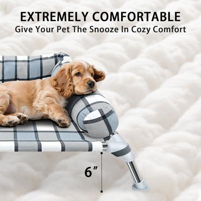 Show full view: Caghash Raised Elevated Anti-Slip Foot Outdoor & Indoor Dog & Cat Bed with Pillows, Blue/White/Grey, Small slide 3 of 8