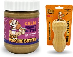 Poochie Butter Peanut Butter Calm Lickable Dog Treat with Toy Filler, 12-oz jar, Small