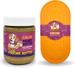 Poochie Butter Peanut Butter Calm Lickable Dog Treat with Oval Lick Pad, 12-oz jar
