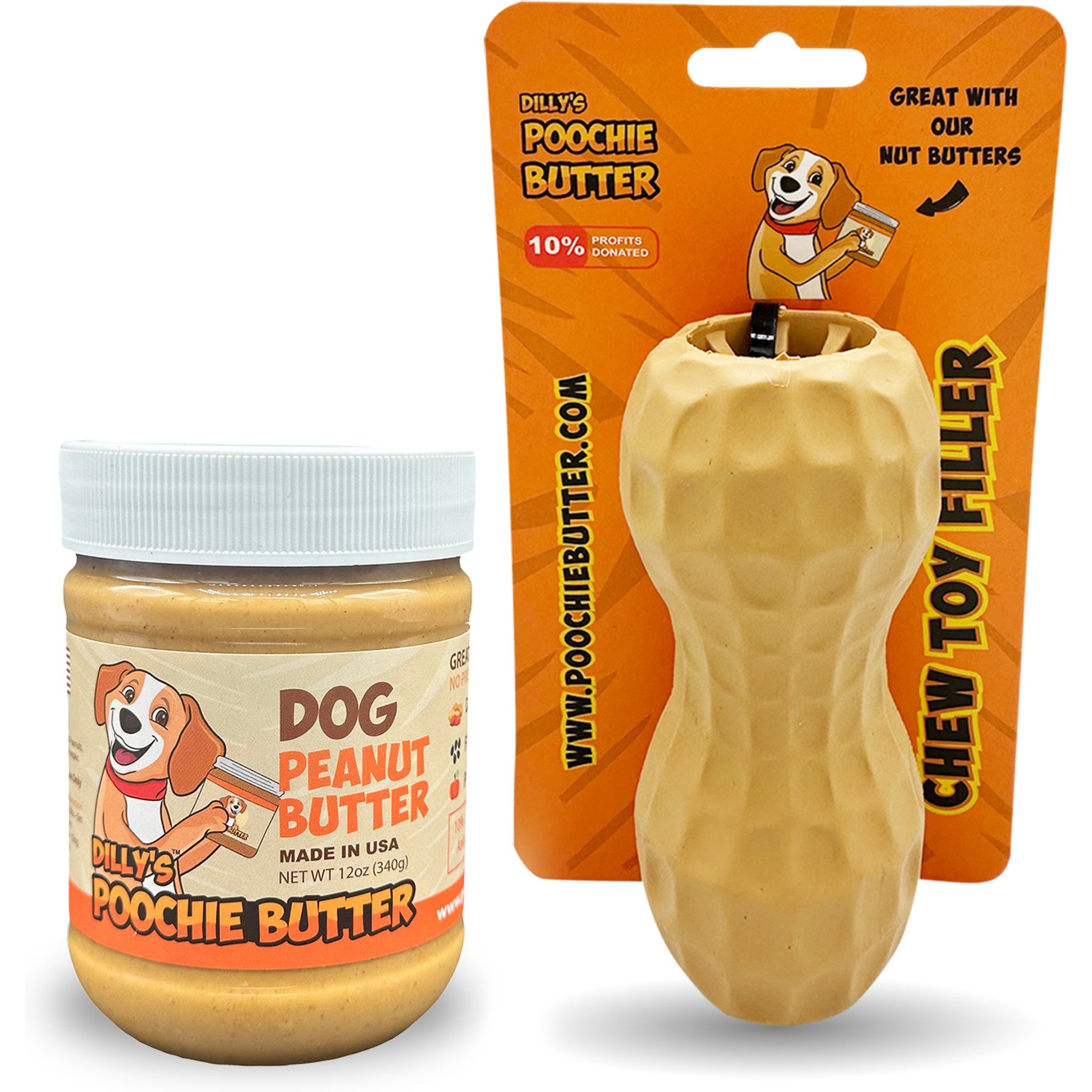 Poochie Butter Peanut Butter Pumpkin Lickable Dog Treat with Toy Filler, 12-oz jar, Large
