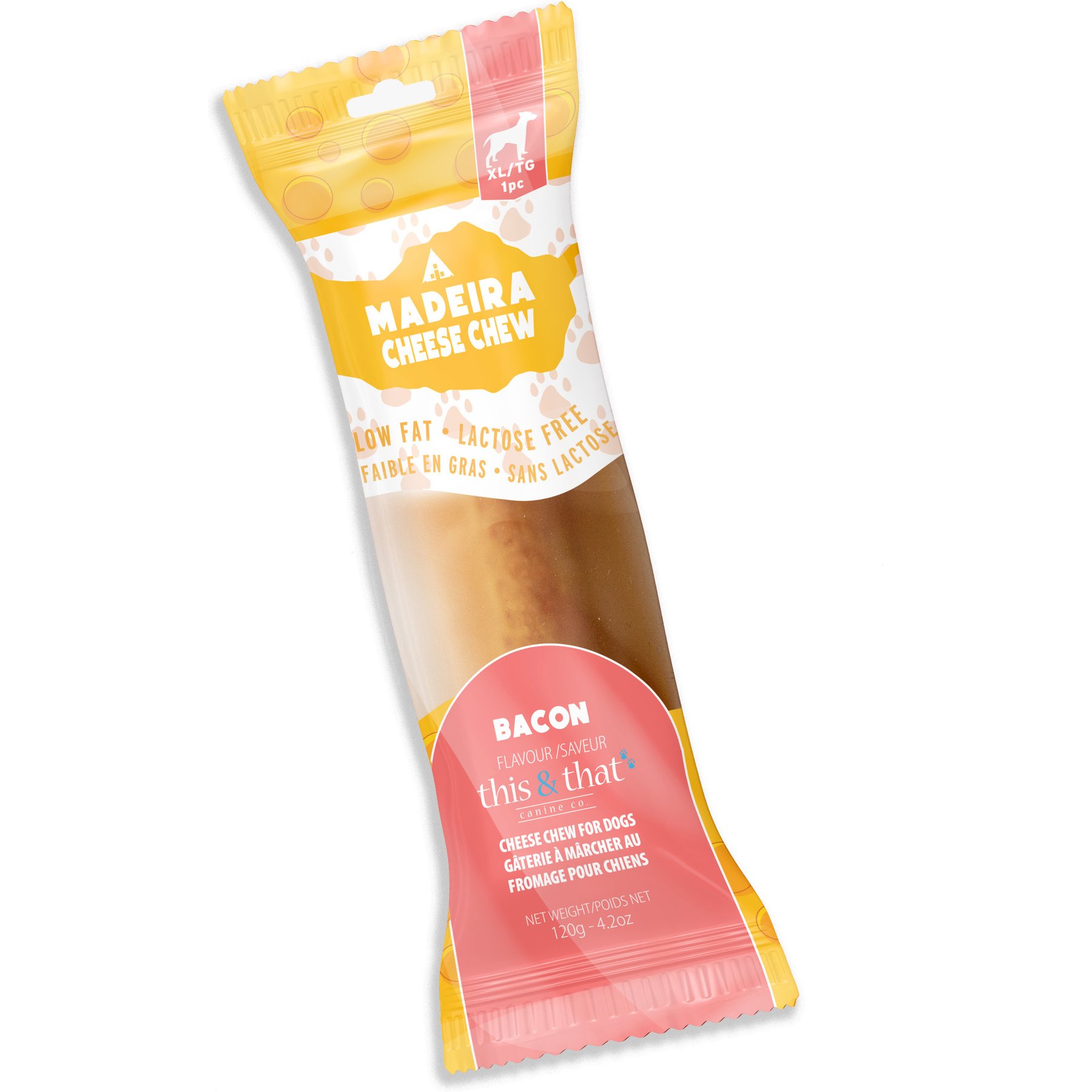 this and that Canine Company Madeira Cheese Bacon Flavor Dog Natural Chew Treats, X-Large