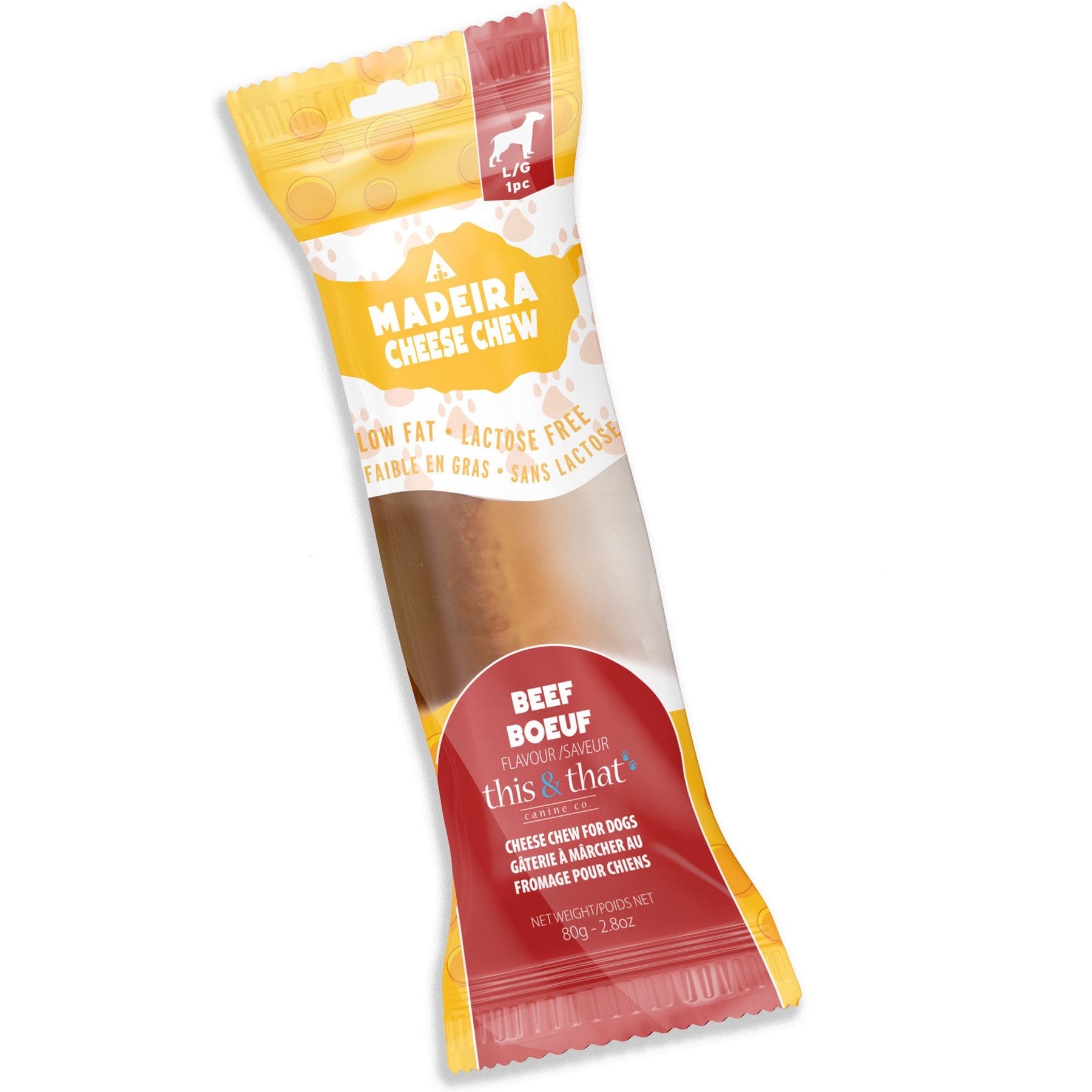 this and that Canine Company Madeira Cheese Beef Flavor Dog Natural Chew Treats, Large