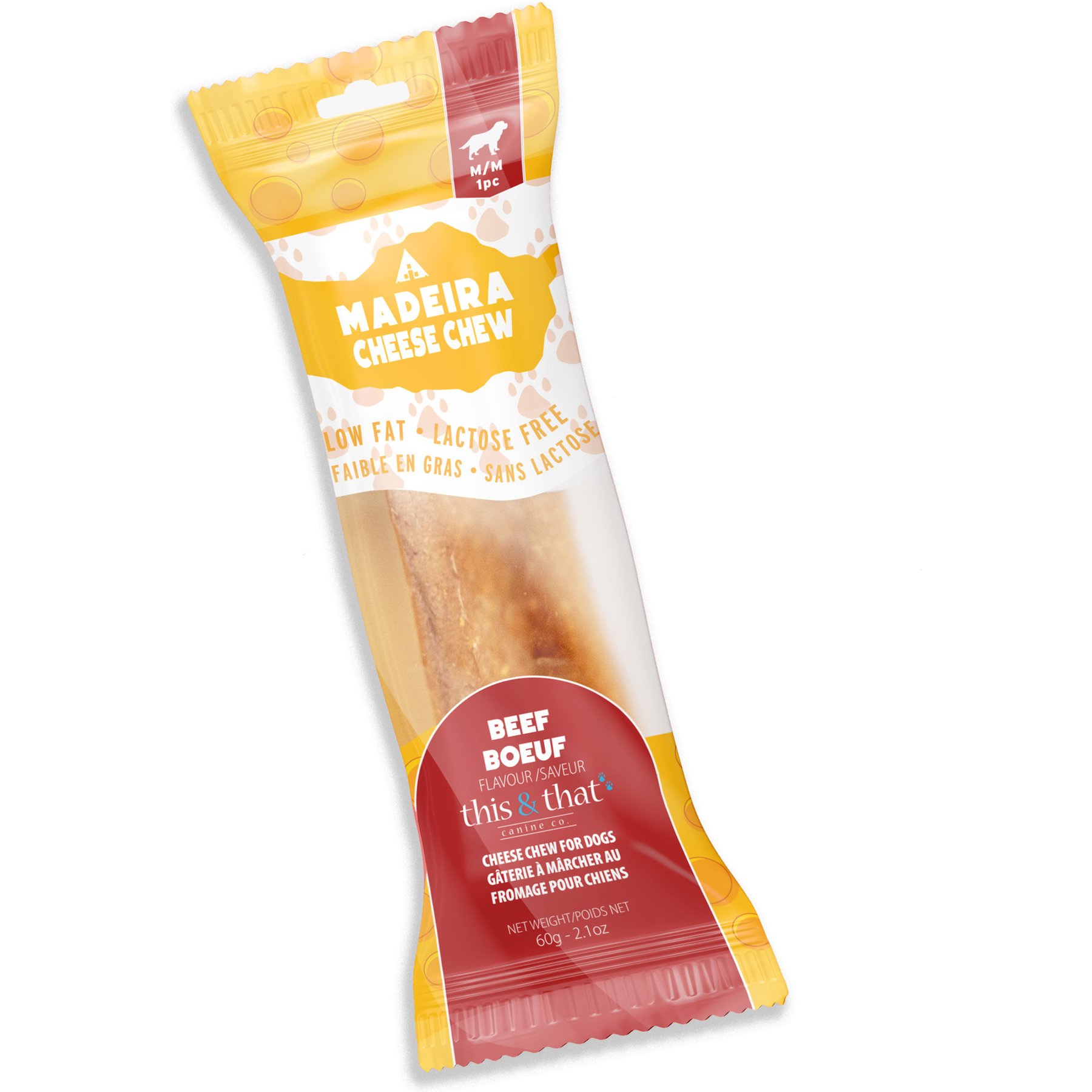 this and that Canine Company Madeira Cheese Beef Flavor Dog Natural Chew Treats, Medium