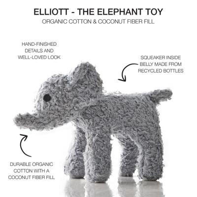 Show full view: Pet Passion Elliott The Elephant Plush Dog Toy, Gray slide 3 of 4