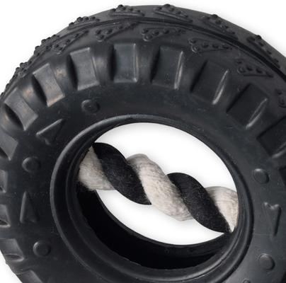 Show full view: Pet Passion Tracker The Tire Dog Tug Toy, Black slide 3 of 4