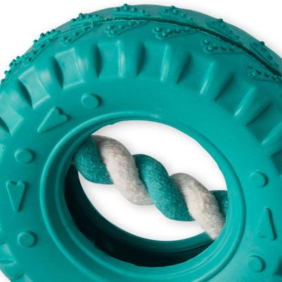 Show full view: Pet Passion Tracker The Tire Dog Tug Toy, Teal slide 3 of 4