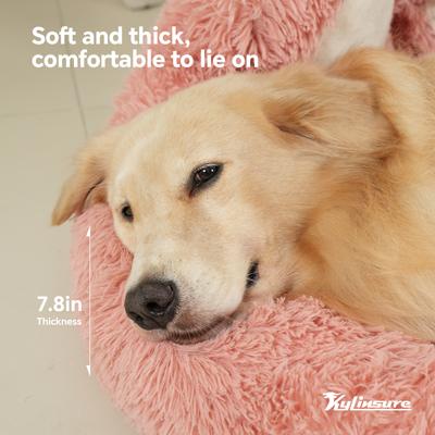 Show full view: Kylinsure 55-in Round Plush Orthopedic Donut Dog & Cat Bed, Pink slide 7 of 8